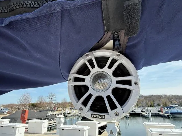 Slide: The Image of Fusion audio system in 2020 Regal LS6 Surf boat interior. - 28