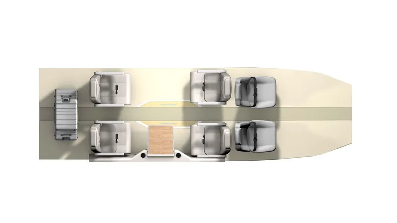 Slide: The Image of Futuristic Aron M 80 seaplane on water, 2025 model, with forested hills in background. - 24