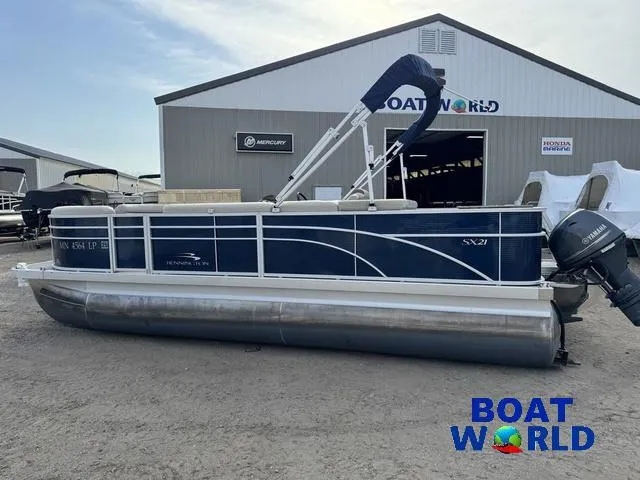 Slide: The Image of 2017 Bennington 21SSX Pontoon boat parked at Boat World dealership. - 48