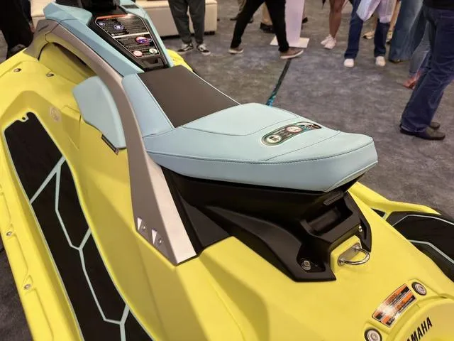 Slide: The Image of 2025 Yamaha WaveRunner JetBlaster Pro 3-Up, vibrant yellow and blue seat design. - 21