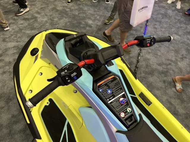 Slide: The Image of 2025 Yamaha WaveRunner JetBlaster Pro 3-Up with vibrant controls and sleek design. - 25