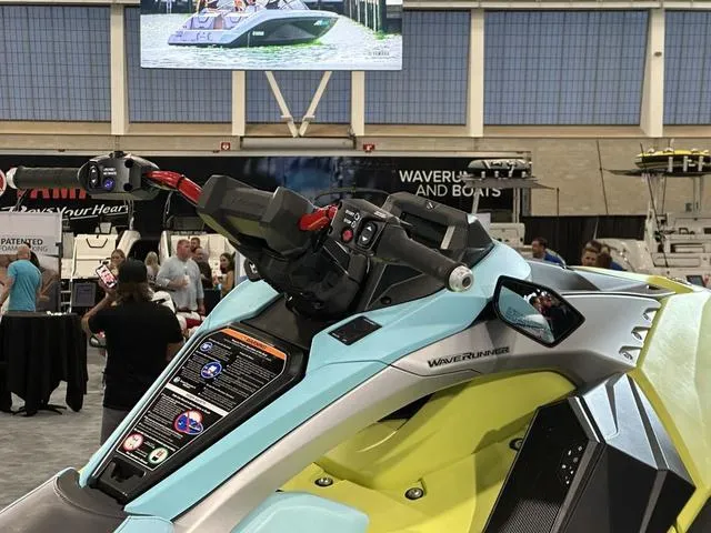Slide: The Image of 2025 Yamaha WaveRunner JetBlaster Pro 3-Up displayed at a boat show. - 7