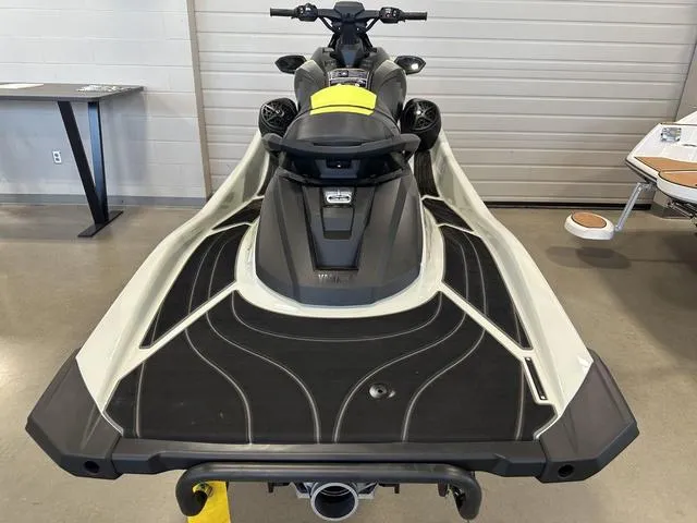 Slide: The Image of 2025 Yamaha Waverunner GP jet ski in showroom, rear view. - 6