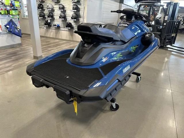 Slide: The Image of 2025 Yamaha Waverunner VX Cruiser HO in showroom, blue color, rear view. - 6