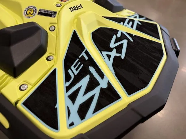 Slide: The Image of 2025 Yamaha Waverunner Jetblaster, vibrant yellow design with bold branding. - 9
