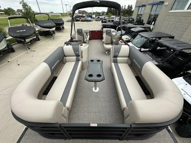 Slide: The Image of 2024 Bennington 22 SSR Tri-Toon Pontoon with spacious seating and modern design. - 7