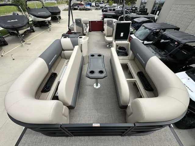 Slide: The Image of 2024 Bennington 22 SSR Tri-Toon Pontoon with spacious seating and modern design. - 8
