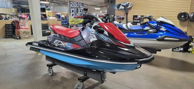 Slide: The Image of 2024 Yamaha Waverunner EX in showroom, featuring sleek design and vibrant colors. - 10