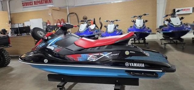 Slide: The Image of 2024 Yamaha Waverunner EX Sport on display in showroom. - 7