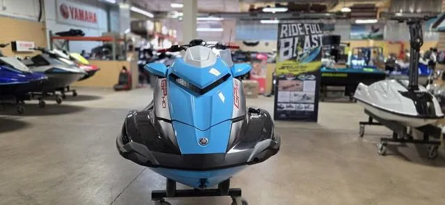 Slide: The Image of 2024 Yamaha Waverunner GP jet ski displayed in showroom, front view. - 8