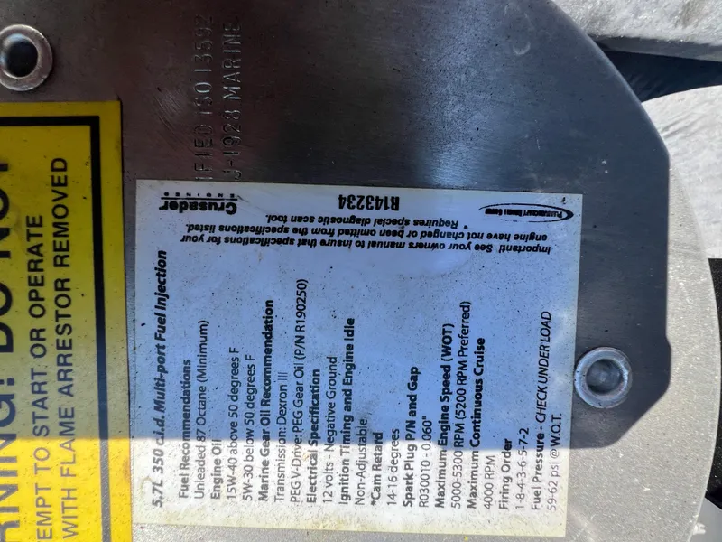 Slide: The Image of 2016 Centurion Carbon Pro engine specifications and warning labels. - 18