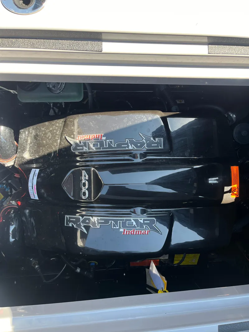 Slide: The Image of 2022 Moomba Makai engine compartment featuring a powerful Raptor motor. - 20