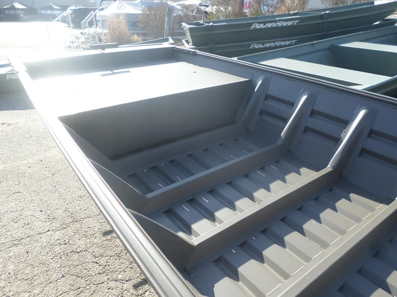Slide: The Image of 2025 Alweld 1542 Jon boat interior with sturdy aluminum construction. - 6