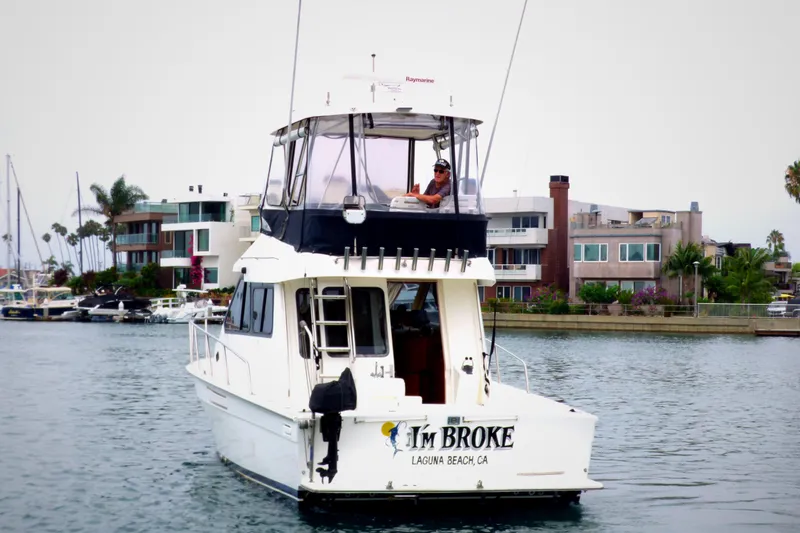 Slide: The Image of 2003 Mediterranean 38 Convertible yacht in marina, Laguna Beach, CA. - 5