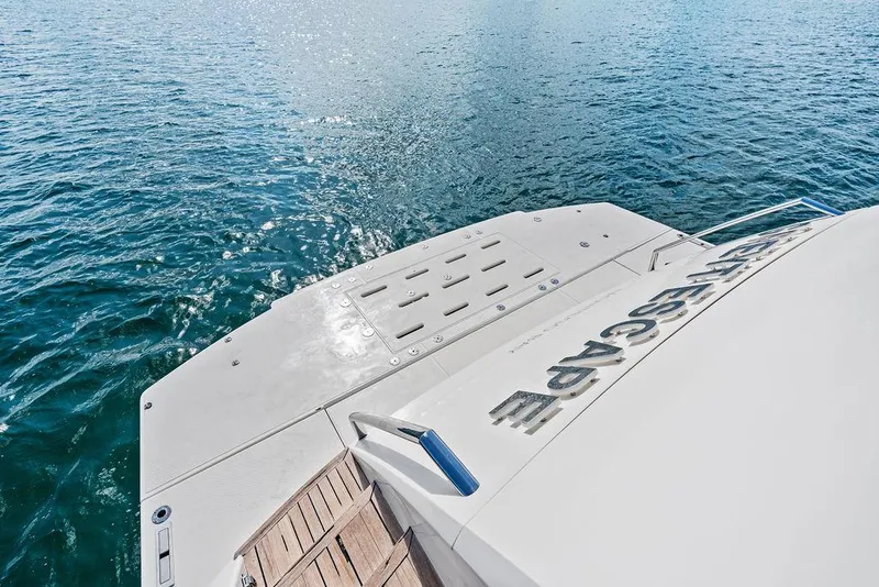Slide: The Image of Astondoa 72 GLX yacht stern view, 2013 model, on calm blue water. - 11
