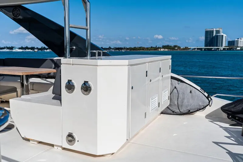 Slide: The Image of Astondoa 72 GLX yacht deck with ocean view, featuring sleek design and modern amenities, 2013 model. - 24