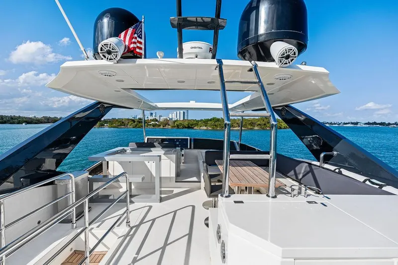 Slide: The Image of Luxurious 2013 Astondoa 72 GLX yacht deck with modern amenities and scenic ocean view. - 26