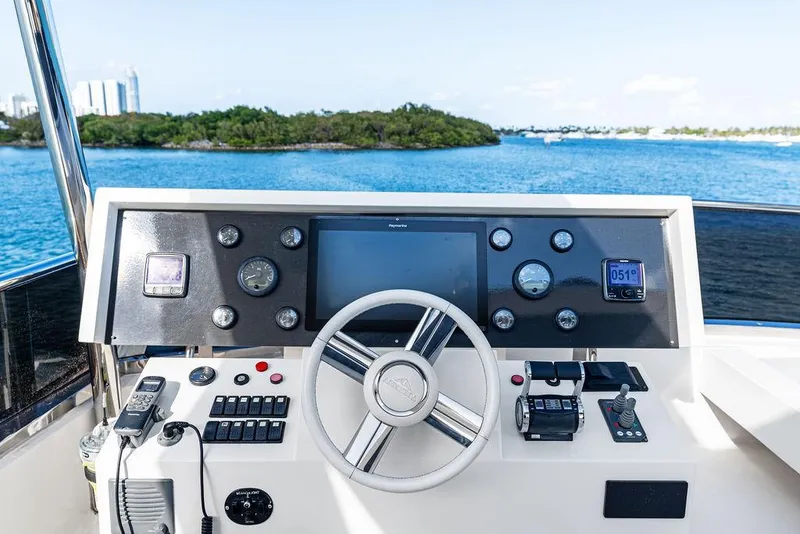 Slide: The Image of Control panel of a 2013 Astondoa 72 GLX yacht with scenic water view. - 31