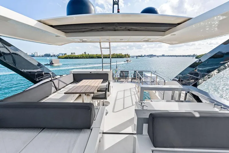 Slide: The Image of Luxurious 2013 Astondoa 72 GLX yacht with spacious deck and scenic water view. - 33