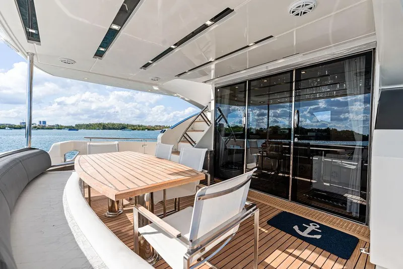 Slide: The Image of Astondoa 72 GLX 2013 yacht deck with dining area and ocean view. - 38