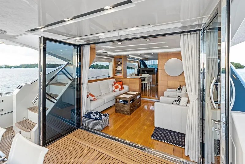 Slide: The Image of Luxurious interior of 2013 Astondoa 72 GLX yacht with modern furnishings and open layout. - 39