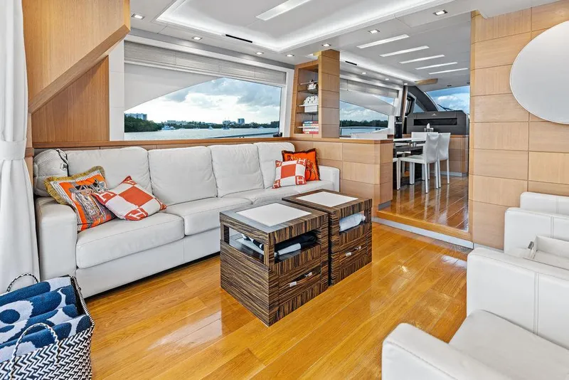 Slide: The Image of Luxurious interior of 2013 Astondoa 72 GLX yacht with modern furnishings and wooden flooring. - 42