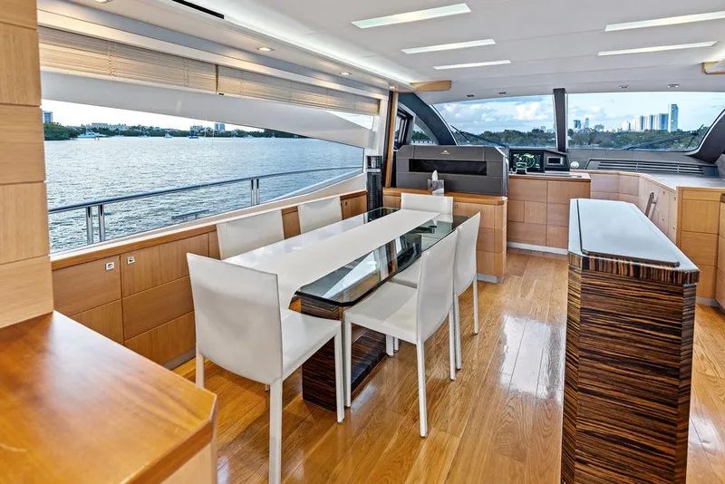Slide: The Image of Luxurious interior of 2013 Astondoa 72 GLX yacht with modern dining area and scenic water view. - 44