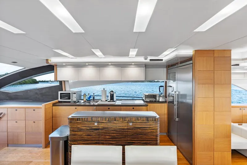 Slide: The Image of Luxurious kitchen interior of 2013 Astondoa 72 GLX yacht with modern appliances and ocean view. - 46