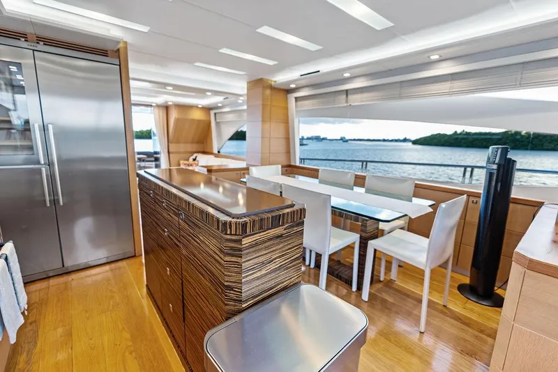 Slide: The Image of Luxurious interior of 2013 Astondoa 72 GLX yacht with modern dining area and scenic ocean view. - 47