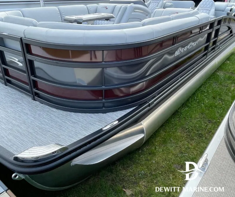 Slide: The Image of 2023 Bennington Marine 25RFBST pontoon boat with sleek design and spacious seating. - 3