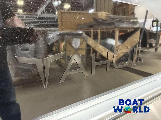 Slide: The Image of 2025 Tahoe Sport 2185 Rear Fish boat logo with Boat World branding. - 37
