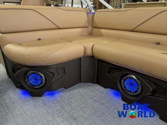 Slide: The Image of Luxurious seating with blue LED lights on 2025 Tahoe Sport 2385 Rear Fish Tritoon. - 26