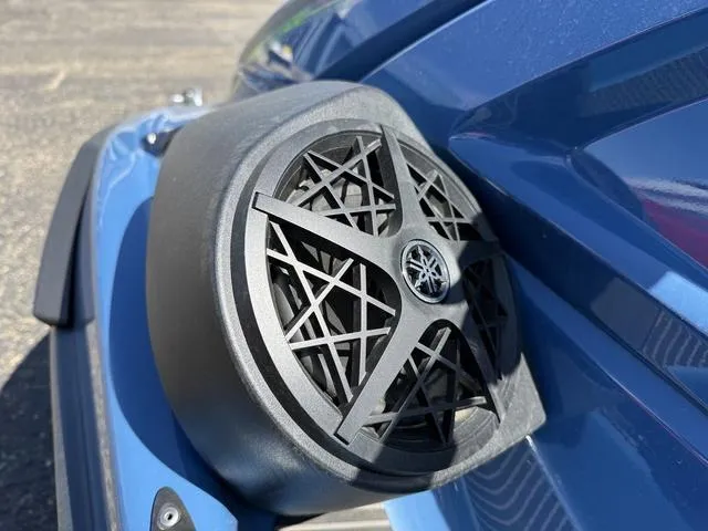 Slide: The Image of 2025 Yamaha Waverunner VX Cruiser HO audio speaker detail, blue exterior. - 6