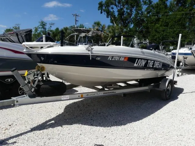 Slide: The Image of 2017 Stingray 182SC O/B boat silhouette with 'Photos Coming Soon' text, Boater's World Marine Centers. - 1