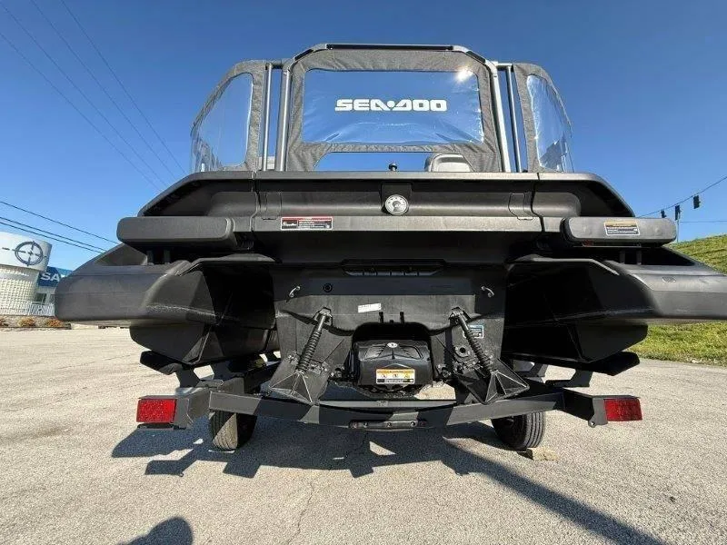 Slide: The Image of 2024 Sea-Doo SWITCH COMPACT 130HP rear view, showcasing design and features. - 48