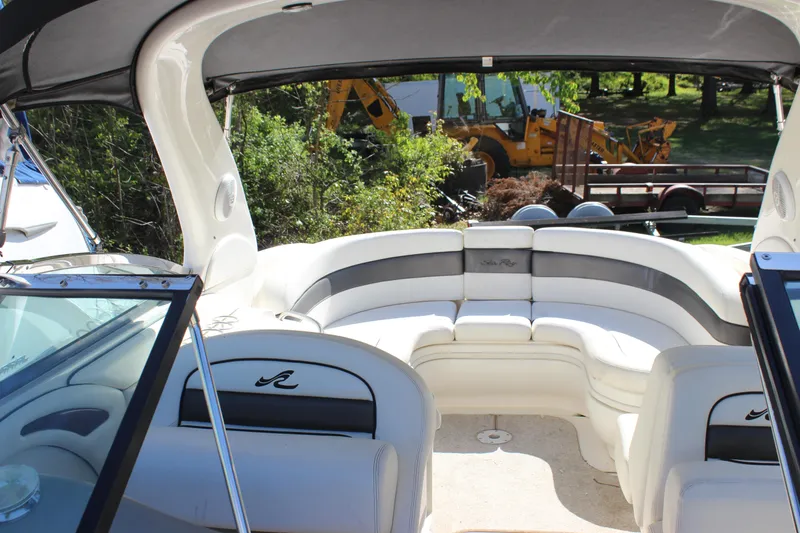 Slide: The Image of Interior view of a 2005 Sea Ray 290 Sundeck boat with spacious seating. - 14