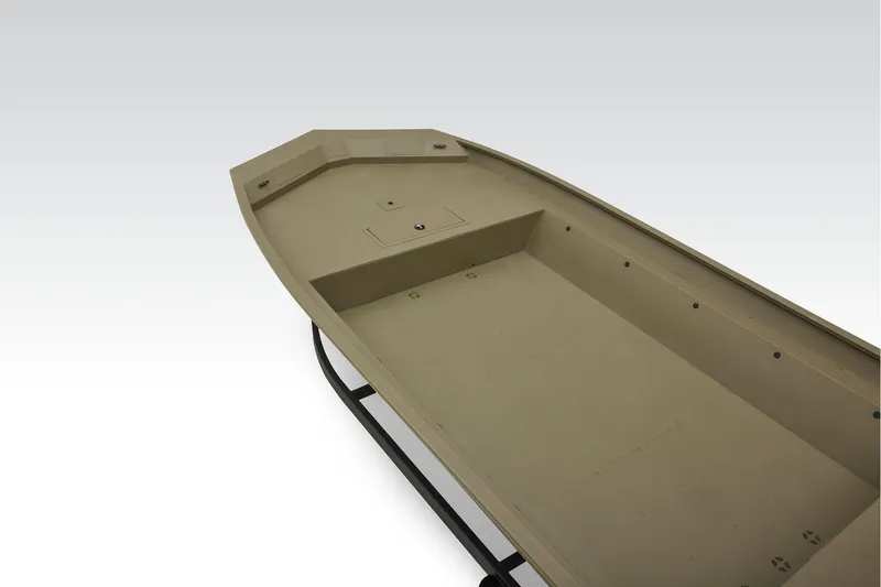 Slide: The Image of 2025 Tracker GRIZZLY 2072 Utility boat, beige interior, on display stand. - 15