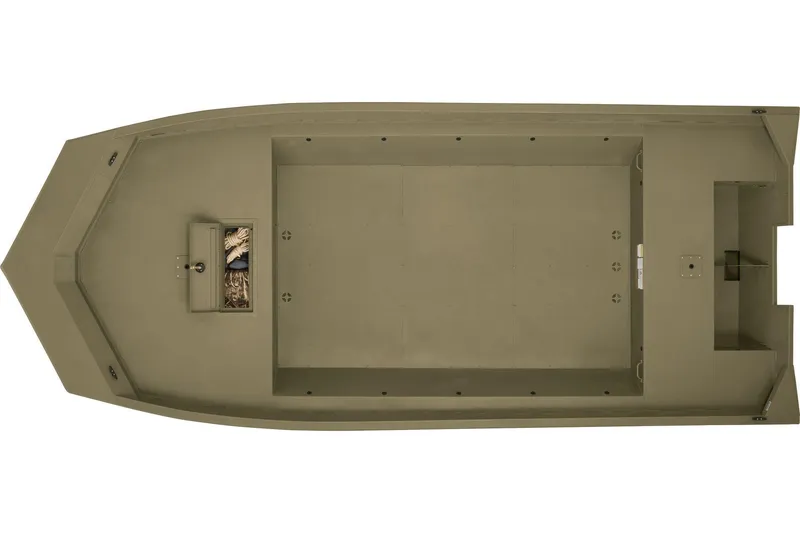 Slide: The Image of 2025 Tracker GRIZZLY 2072 Utility boat, top view, spacious interior, olive green color. - 3