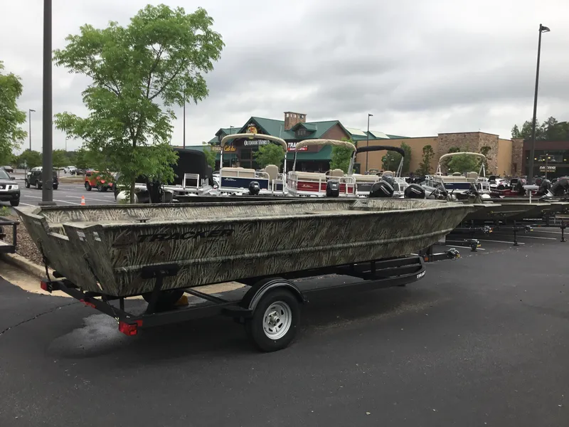 Slide: The Image of 2025 Tracker GRIZZLY 2072 Utility boat, top view, spacious interior, olive green finish. - 3