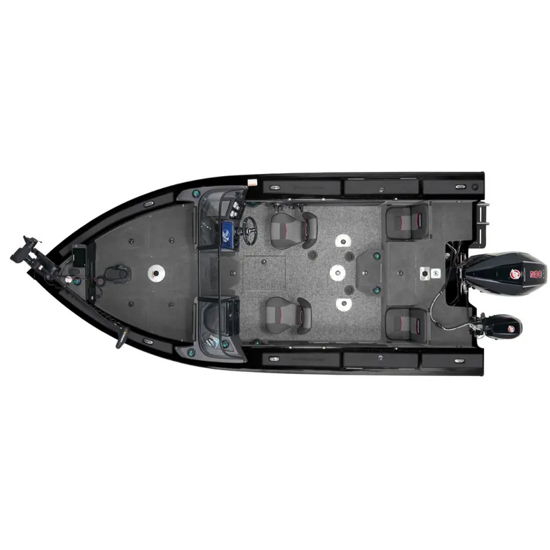 Slide: The Image of 2025 Tracker Targa V-19 Combo boat, top view, showcasing seating and layout. - 2
