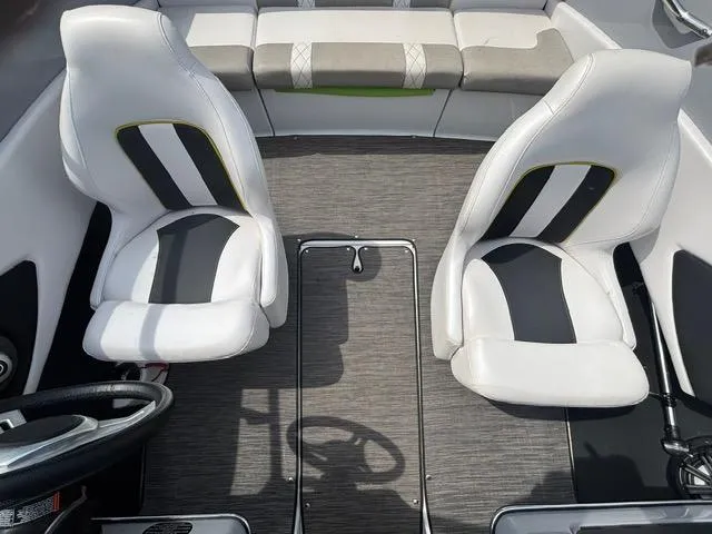 Slide: The Image of 2021 Glastron GTS 185 boat interior with stylish seating and modern design. - 24