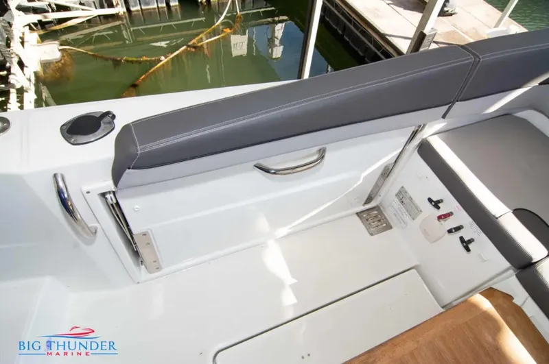 Slide: The Image of 2020 Jeanneau Leader 10.5 boat interior with seating and deck details. - 13