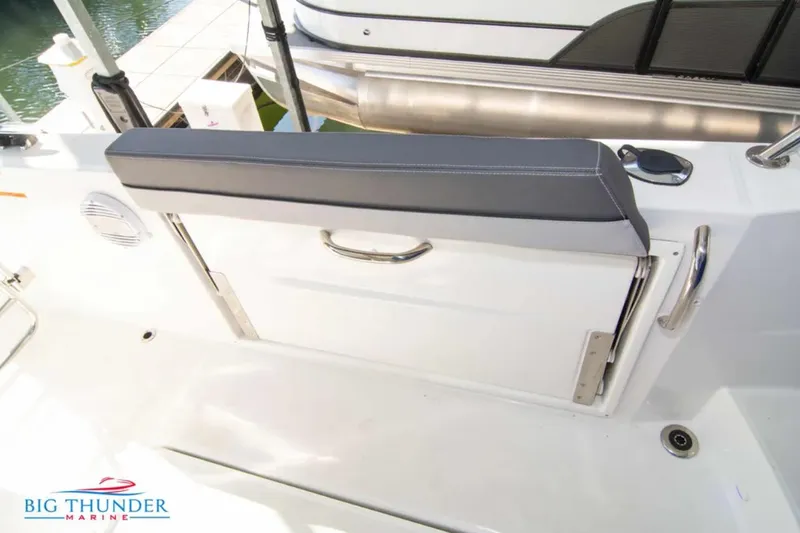 Slide: The Image of Jeanneau Leader 10.5 boat deck, 2020 model, featuring a sleek design and modern fittings. - 15