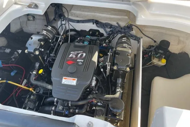 Slide: The Image of Engine compartment of 2008 Crownline 230 LS boat with MerCruiser 5.0 MPI engine. - 20