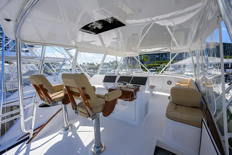 Slide: The Image of Luxurious 2006 Blackwell Custom Carolina yacht interior with helm and seating area. - 30