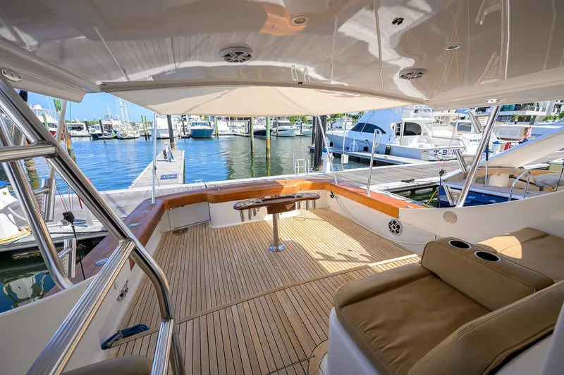 Slide: The Image of Luxurious 2006 Blackwell Custom Carolina yacht with spacious deck at marina. - 4