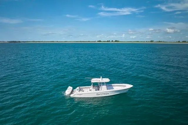 Slide: The Image of 2022 Bluewater 35 boat on open sea under clear blue sky. - 43