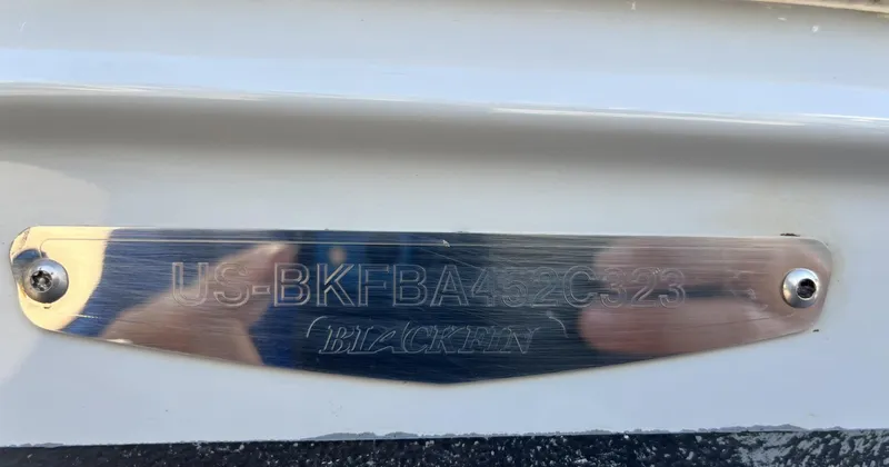 Slide: The Image of 2023 Blackfin 272 boat identification plate with serial number engraved. - 10