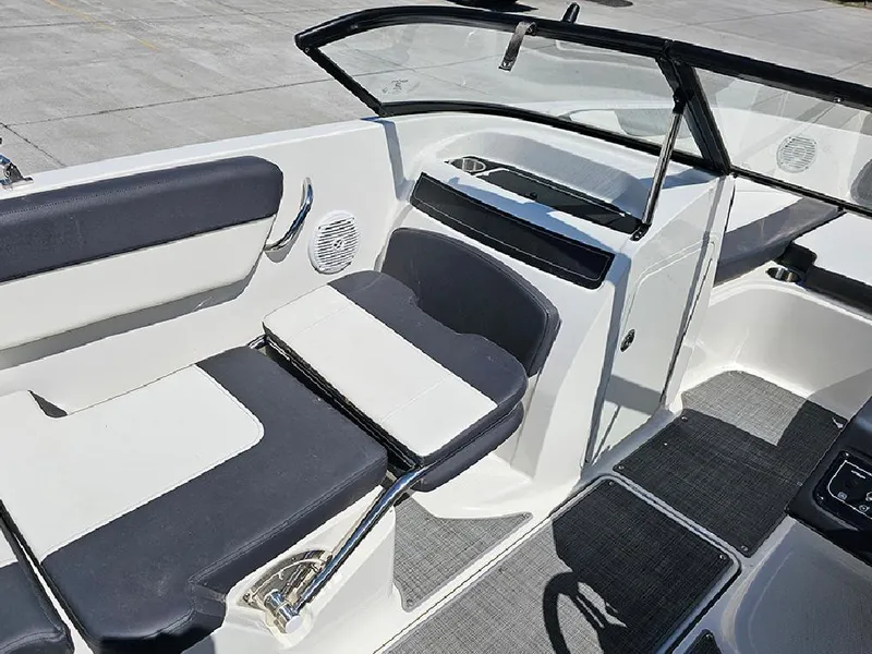 Slide: The Image of 2021 Bayliner VR5 Bowrider OB interior with sleek seating and modern design. - 18