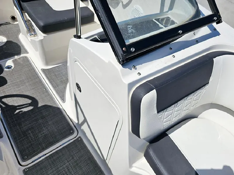 Slide: The Image of 2021 Bayliner VR5 Bowrider OB interior with sleek seating and modern design. - 26